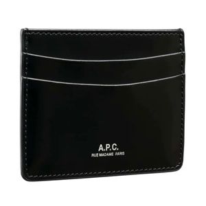 A.P.C. Credit Card Wallet BLACK Slim Leather Made in Italy NEW